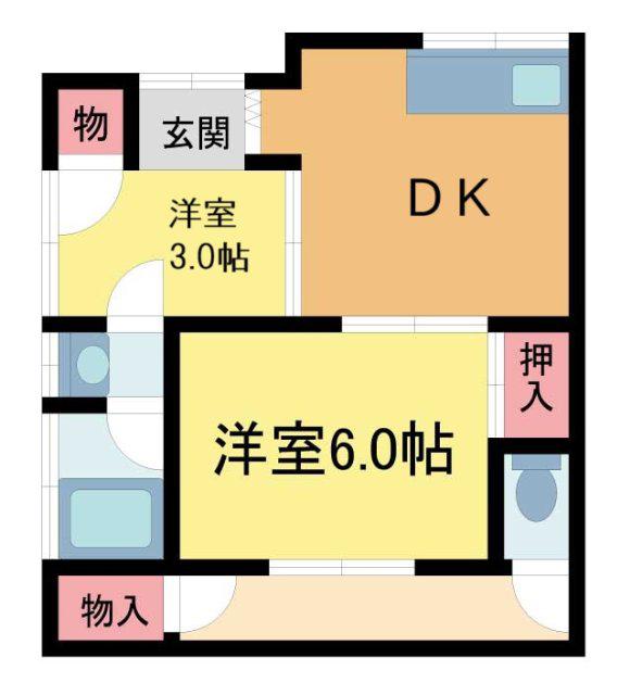 呉服町5-4 桜井(2DK/1階)の間取り写真