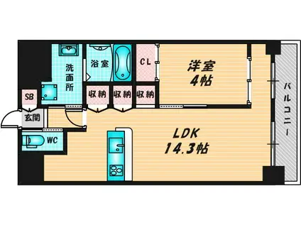 ALLIER鴻池元町(1LDK/5階)の間取り写真