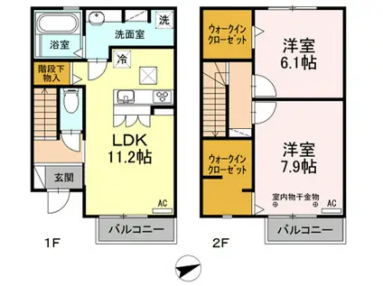 レフィナード カーサ(2LDK/1階)の間取り写真