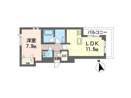 カルチャリスタ ガーデン(1LDK/3階)の間取り写真