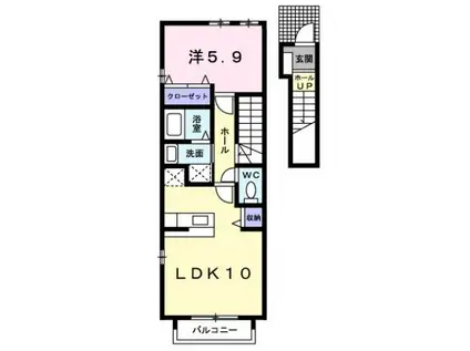 カサブランカC(1LDK/2階)の間取り写真