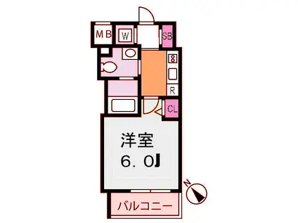 グランヴァン横濱反町(1K/6階)の間取り写真