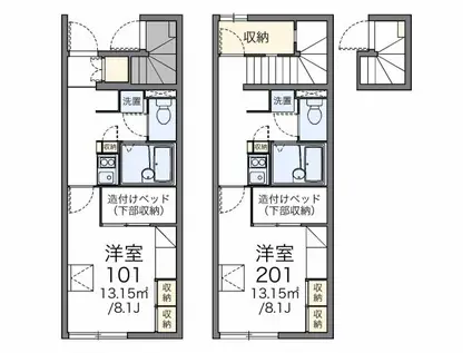 レオパレスシンシアー(1K/1階)の間取り写真