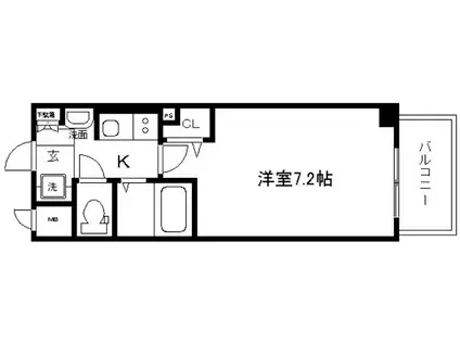 エステムプラザ京都烏丸五条(1K/2階)の間取り写真