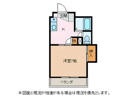 メラベルデS(1K/3階)の間取り写真