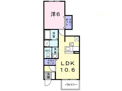 パストラルメゾン B(1LDK/1階)の間取り写真