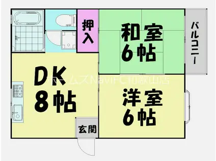 グリーンゲーブルズ(2DK/1階)の間取り写真