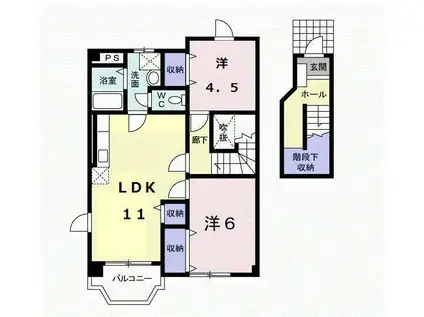 ボナール(2LDK/2階)の間取り写真