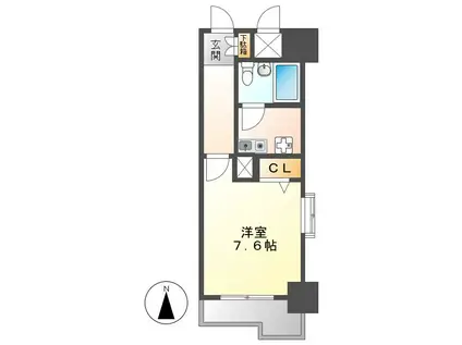 ライオンズマンション名駅西(1K/4階)の間取り写真