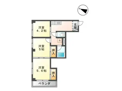 レジデンスカープ金沢(3K/3階)の間取り写真