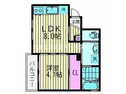 ユーズ・ジャルダンII(1LDK/1階)の間取り写真