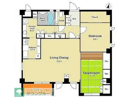 フォンテーヌ駒沢(2LDK/3階)の間取り写真