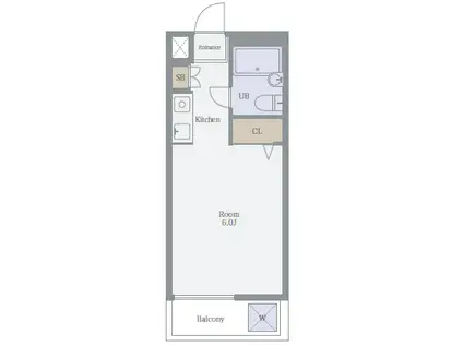 ADX新宿河田町(1K/1階)の間取り写真