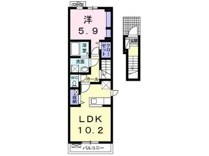 シャルム(1LDK/2階)の間取り写真