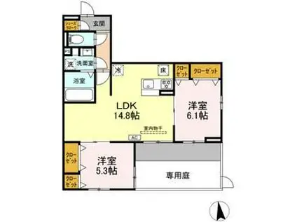 メゾンセリーブ(2LDK/2階)の間取り写真