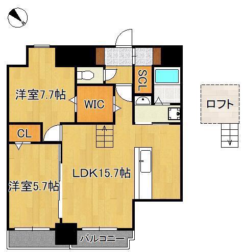 RISO CORE(2LDK/5階)の間取り写真