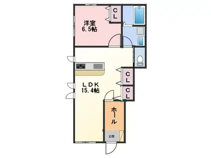 ル・クラージュ(1LDK/1階)の間取り写真