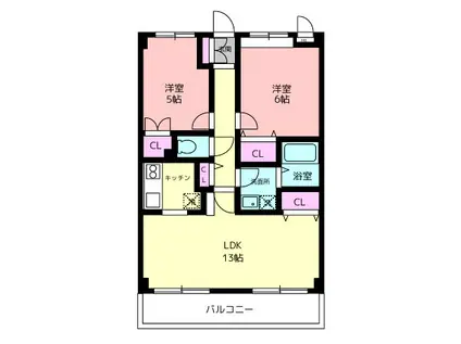 セントラル喜和(2LDK/3階)の間取り写真