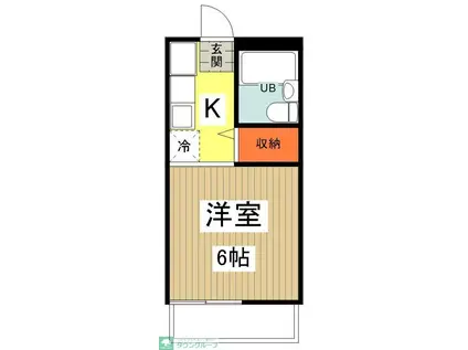 パークサイドB棟(1K/2階)の間取り写真