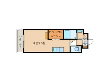 プレベントN(ワンルーム/3階)の間取り写真