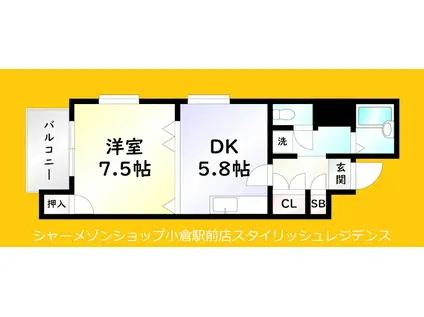 リファレンス北方II(1DK/2階)の間取り写真