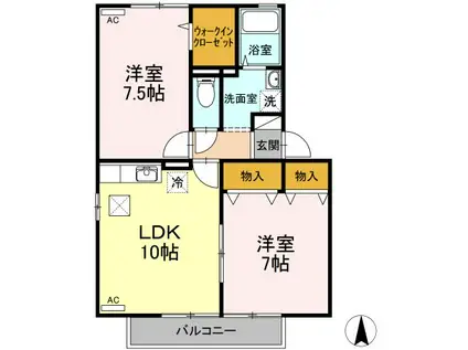 クレール・ルピナ(2LDK/1階)の間取り写真