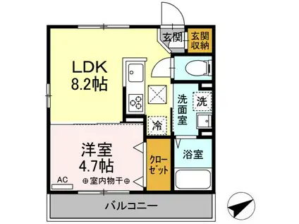 グラディーヴォレ(1LDK/1階)の間取り写真