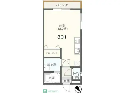 YHビル(ワンルーム/3階)の間取り写真