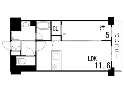プレ・ラ・メール御影II(1LDK/4階)の間取り写真