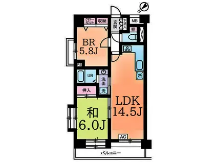 センチュリー横浜関内(2LDK/11階)の間取り写真