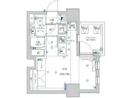 ユリカロゼ東京イースト(1K/6階)の間取り写真