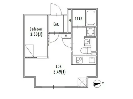 GRAN PASEO大森III(1LDK/2階)の間取り写真