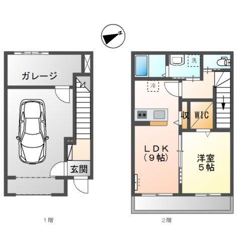 HADANOBASE A(1LDK/2階)の間取り写真