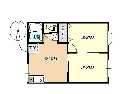 エトワール東岡山(2DK/1階)の間取り写真