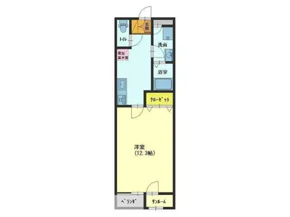 ブランシュール(1K/2階)の間取り写真