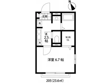 ラ・ジュピター(1K/2階)の間取り写真
