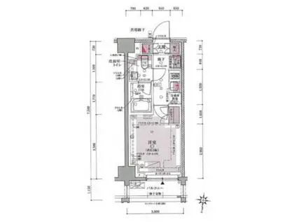 クレヴィア山吹神楽坂(1K/2階)の間取り写真