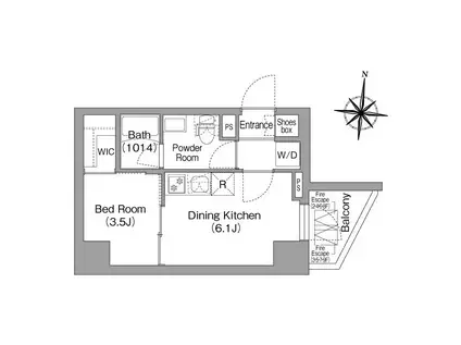 コンフォリア・リヴ木場イーストI(1DK/8階)の間取り写真