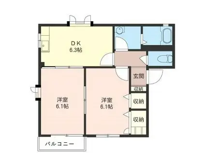 コーポ岸田III(2DK/2階)の間取り写真