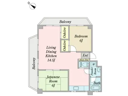 ハピネスシャトーリンデン(2LDK/2階)の間取り写真