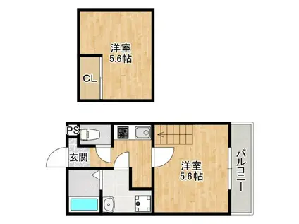 アヴェニール泉町(1K/2階)の間取り写真