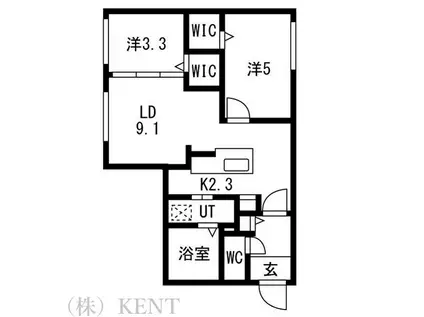 RITZ GRANDE 八軒(2LDK/1階)の間取り写真