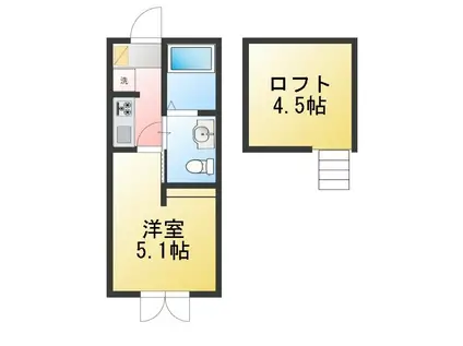 ハーミットクラブハウス菊名B棟(1K/2階)の間取り写真