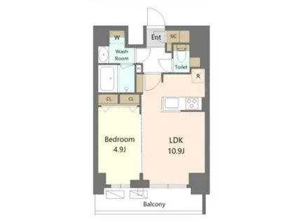 S-RESIDENCE新宿早稲田AVELIS(1LDK/7階)の間取り写真