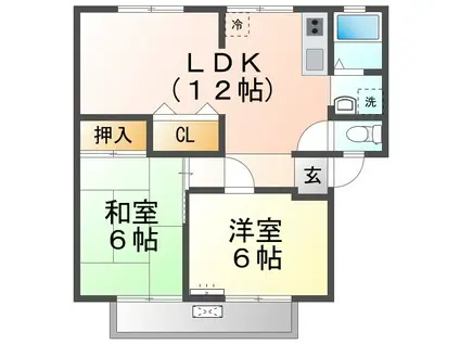 サンライフしおだA(2LDK/2階)の間取り写真