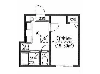 プリマヴェール(1K/1階)の間取り写真
