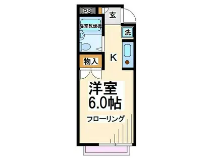 メープルヒルズ(1K/1階)の間取り写真