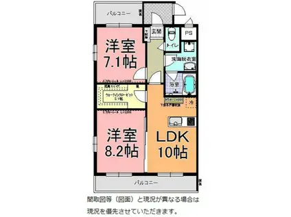 CHEZLESANGE(2LDK/2階)の間取り写真