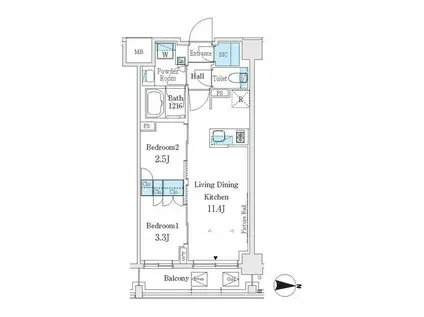 J.GRAN COURT 品川西大井イースト(2LDK/5階)の間取り写真