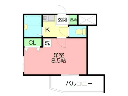横浜元町ガーデンI(1K/2階)の間取り写真